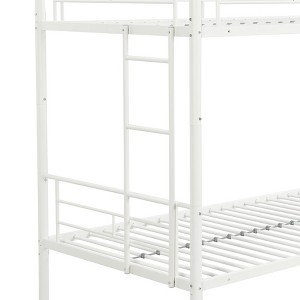 Gulches Modern Metal Bunk Bed with Trundle - Sturdy Steel, Safe Stairs, No Box Spring Needed, White - 1 of 4