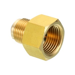 Unique Bargains Fit Air Gas Line Refrigeration Brass SAE 45 Degree Flare Plumbing Connectors - 1 of 4