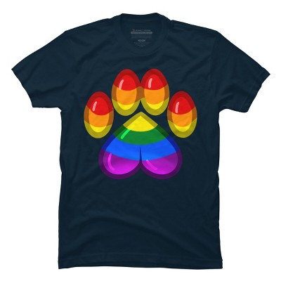 Adult Design By Humans Rainbow Pride Heart Pawprint By leashonlife T-Shirt
