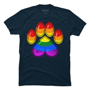 Adult Design By Humans Rainbow Pride Heart Pawprint By leashonlife T-Shirt - 1 of 2