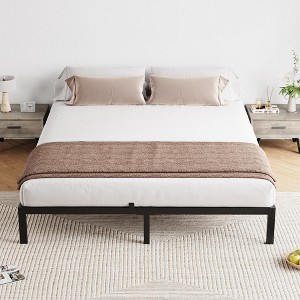 Heavy-Duty Metal Platform Bed Frame with Strong Slat Support - High Capacity Bearing & Under-Bed Storage Space, No Box Spring Required - 1 of 4