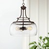 Franklin Iron Works Painted Bronze Pendant Chandelier 16" Wide Rustic Farmhouse Seeded Clear Glass LED 3-Light Fixture Dining Room - 2 of 4