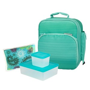 Bentology Lunch Box Set for Kids - Boys and Girls Insulated Lunchbox Tote Bag With 2 Bento Containers & Ice Pack (Turquoise) - 1 of 1