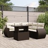 vidaXL 6 Piece Patio Sofa Set with Cushions Brown and Cream Poly Rattan - 2 of 4
