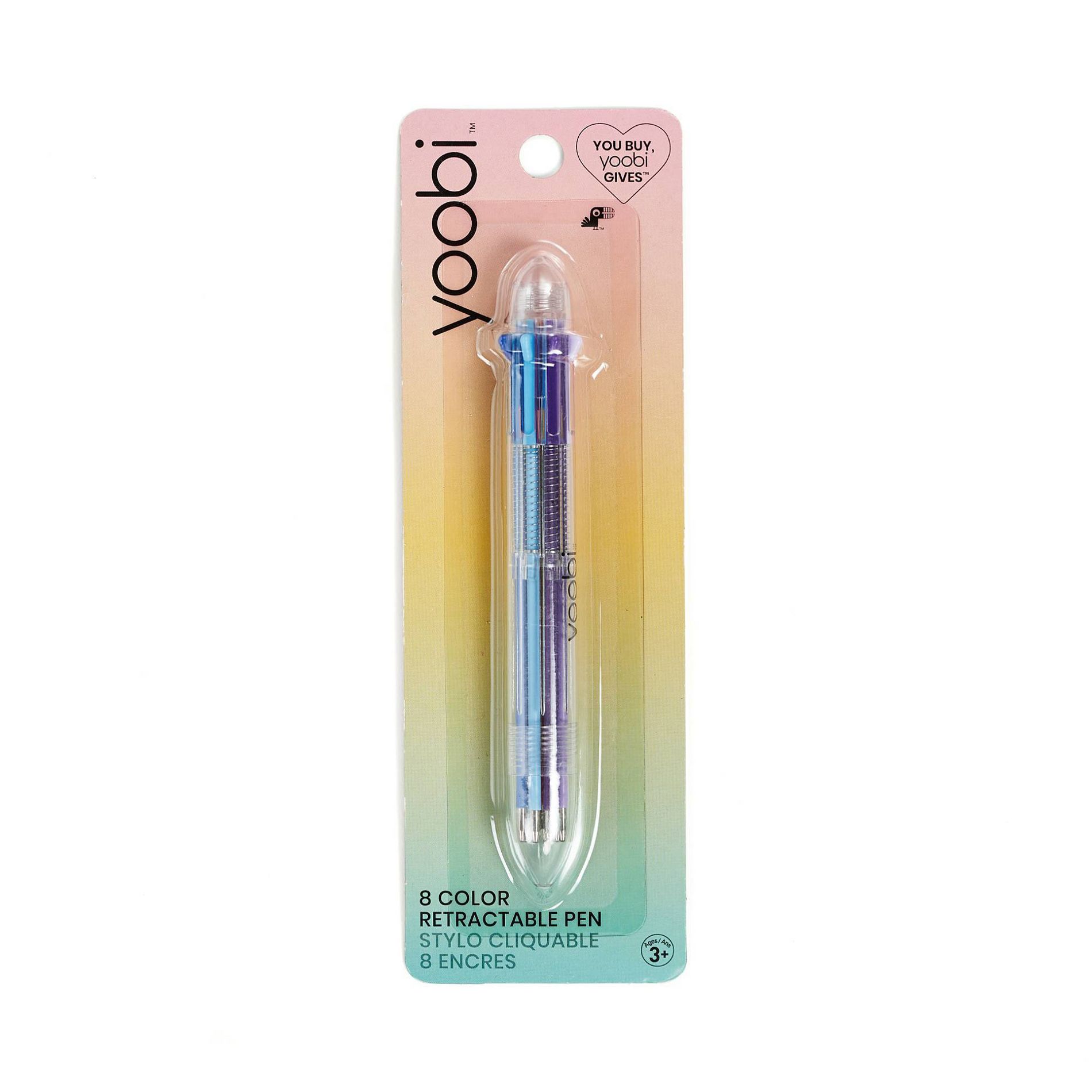 8" 1 Retractable Ballpoint Pen - Yoobi™: Multicolor Clicky Pen with 1.0mm Point, Stationery & Office Supplies