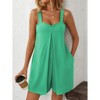 Women's Summer Casual Rompers Square Neck Sleeveless Short Overalls Bib Loose Jumpsuit with Pockets - 2 of 4