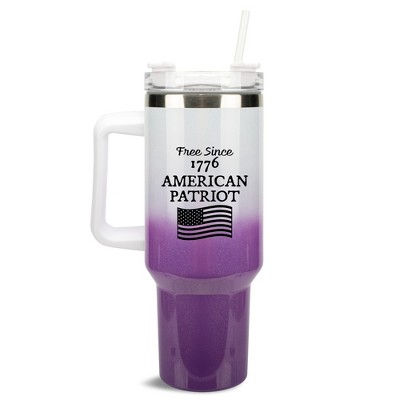 100 North Free Since 1776 American Patriot Flag Wrap-Around 40 Oz. Stainless Steel Water Bottle Coffee Mug, Spill & Leak Resistant, Travel Tumbler