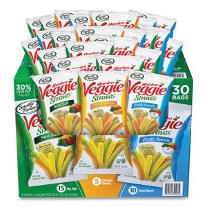 Sensible Portions Garden Veggie Straws, Cheddar Cheese/Sea Salt/Zesty Ranch - Case of 30 - 1 oz - 1 of 1