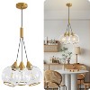 POWLIG 3-Light Gold Chandelier - Modern Metal Pendant Light with Clear Glass Shades - 2 of 4
