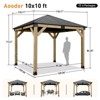 Aoodor 10 x 10 ft Wooden Frame Gazebo with Galvanized Metal Hardtop Roof, Outdoor Patio Gazebo with Charging Socket - 3 of 4