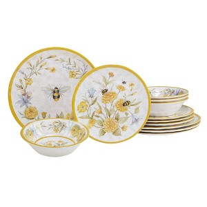 12pc Bee Sweet Melamine Dinnerware Set - Certified International - 1 of 4