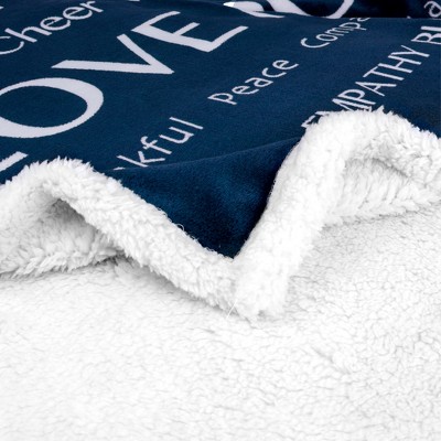 Navy Reversible Sherpa Fleece Kids Blanket