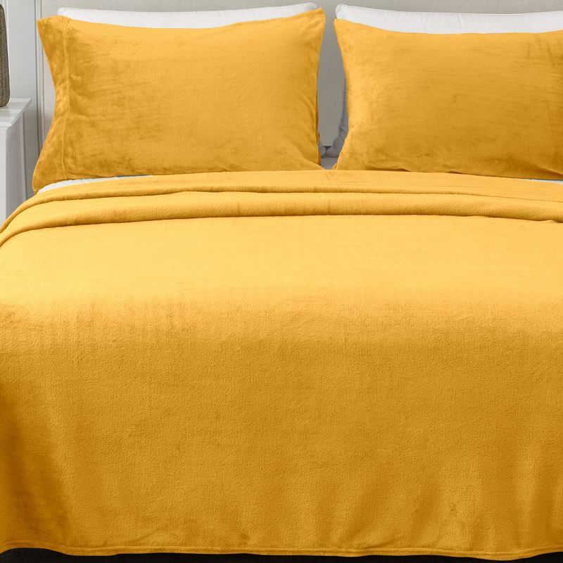 Great Bay Home Solid Velvet Plush Warm and Cozy Fleece Sheet Set, 1 of 7