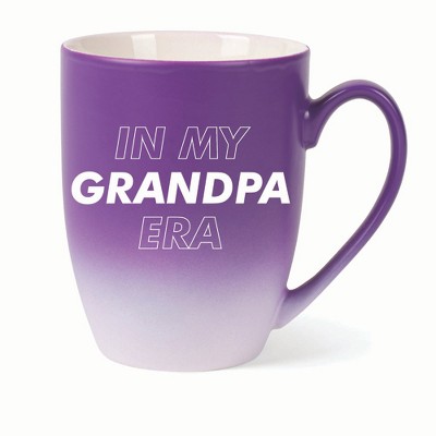 Elanze Designs In My Grandpa Era Two Toned Ombre Matte 10 ounce New Bone China Coffee Tea Cup Mug For Your Favorite Morning Brew, Purple and White