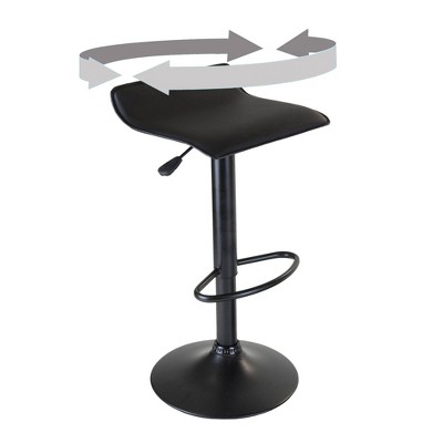Adjustable Black Leather Swivel Bar Stool - Set of 2