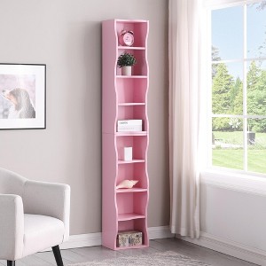 ORRD 8-Layer Adjustable Ultra-Thin Bookshelf, Wavy Border Design Narrow Display Storage Shelf for Home Office - 1 of 4