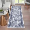 Faux Wool Vintage Distressed Floral Printed Area Rug with Floral  Vintage Design  Ultra Thin Low Pile Machine Washable Non Slip Stain Resistant Non - 2 of 4