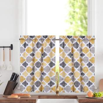 Quatrefoil Printed Cotton Blend Short Curtains for  Kitchen Bathroom Windows