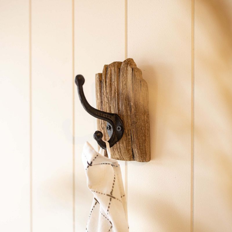 Rustic Wall Hook Natural Wood & Metal by Foreside Home & Garden, 3 of 10