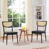Yaheetech Set of 2 Faux Leather Dining Chair with Rattan Backrest, Black - 2 of 4