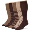Men Diabetic Non-Binding Cotton Socks - Mid Calf - Patterned Solid 5 Pack Large/XL - Black, Brown, Dark Grey, Khaki | 7BIGSTARS KINGDOM - 4 of 4