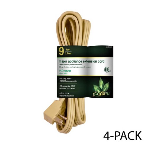 GoGreen Power (GG-25609) 14/3 3' SPT A/C Extension Cord - Beige, 4-Pack - image 1 of 4