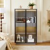 Tall Display Cabinet With Drawers And Glass Shelves, Modern Grey Storage Unit With LED Lights For Living Room-Maison Boucle - 2 of 4