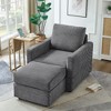 Lyngins Corduroy Accent Chair with Ottoman, Modular Sectional Sofa Chair, Upholstered Sofa Chair/Couch Chair, Classic Chaise Lounge for Living Room - 2 of 4