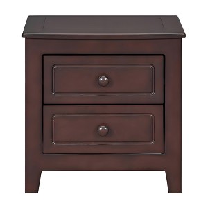 2-Drawer Mid Century Retro Nightstand Bedside Table Classic Design Dark Walnut - 1 of 4