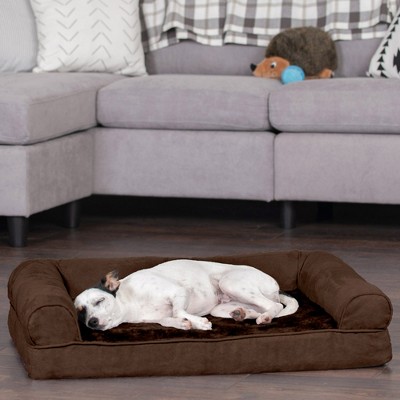 Medium Espresso Orthopedic Suede Sofa Dog Bed