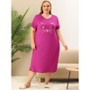 Agnes Orinda Women's Plus Size Soft Knit Cute Cat Print Short Sleeve Split Hem Pockets Midi Sleep Shirts Nightgowns - 2 of 4