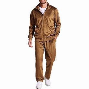 COOFANDY Mens 2 Piece Velour Tracksuit Full Zip Jackets Pants Velvet Jogging Suits Sweatsuit Set S-XXL - 1 of 4
