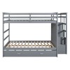 PAGED Simple Wooden Bunk Bed Loft Bed, Twin over Twin Bed Frame with Trundle, Storage Stairs and Guardrail for Kids, Teens, Adults - 3 of 4