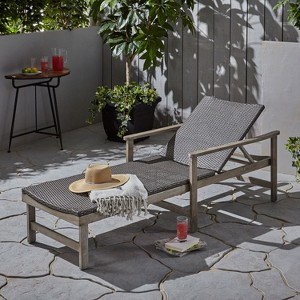Okak Patio Lounge Chairs with Soft Fabric Mesh,Wooden Outdoor Chaise Lounge for Patio,Beach,Yard - 1 of 4