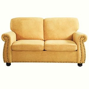 CAVINAS Upholstered 2 Seater Couch, Soft Velvet Loveseat  with High-Density Foam, Loose Back Cushions & Solid Wood Turned Legs - 1 of 4