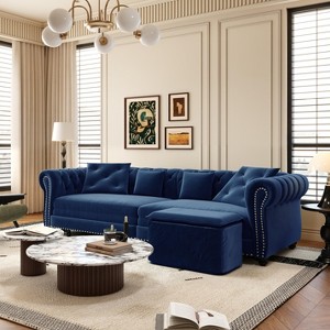 KTMBDW 89'' 3-in-1 Folding Convertible Sofa Bed, Pullout Sofa, Modern Velvet Fabric, Movable Ottoman, Easy Assembly, Perfect for Living Room - 1 of 4