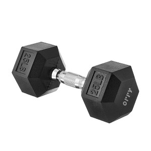 Orry Rubber Coated Hex Dumbbell - 25 lb. - 11.3 kg - Single Hand Weight for Workout & Exercise - 1 of 4
