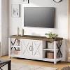 Jojoka 60 Inch TV Stand for TVs up to 65 Inches Eco-Friendly Particle Board with Metal Frame X-Shaped Sides and Adjustable Shelves - 2 of 4