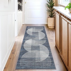 Modern Geometric Washable Area Rug - Non-Slip Stain Resistant Low Pile Carpet for Living Room, Bedroom & Dining Room - 1 of 4