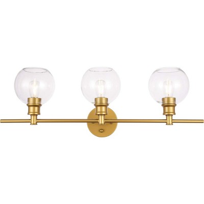 Elegant Lighting Collier 3 light Brass and Clear glass Wall sconce