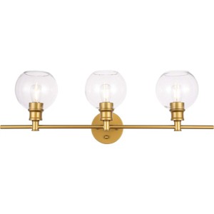 Elegant Lighting Collier 3 light Brass and Clear glass Wall sconce - 1 of 4