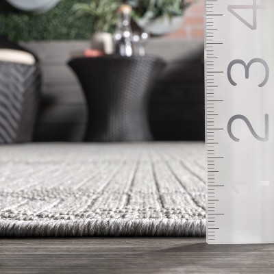 Lowen Global Geometric Light Gray Indoor/Outdoor Area Rug, 3'6" x 5'