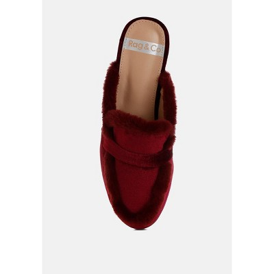 Женские сабо Rag & Co Mules Fur Detail Velvet Slip-On Mules — фото 4