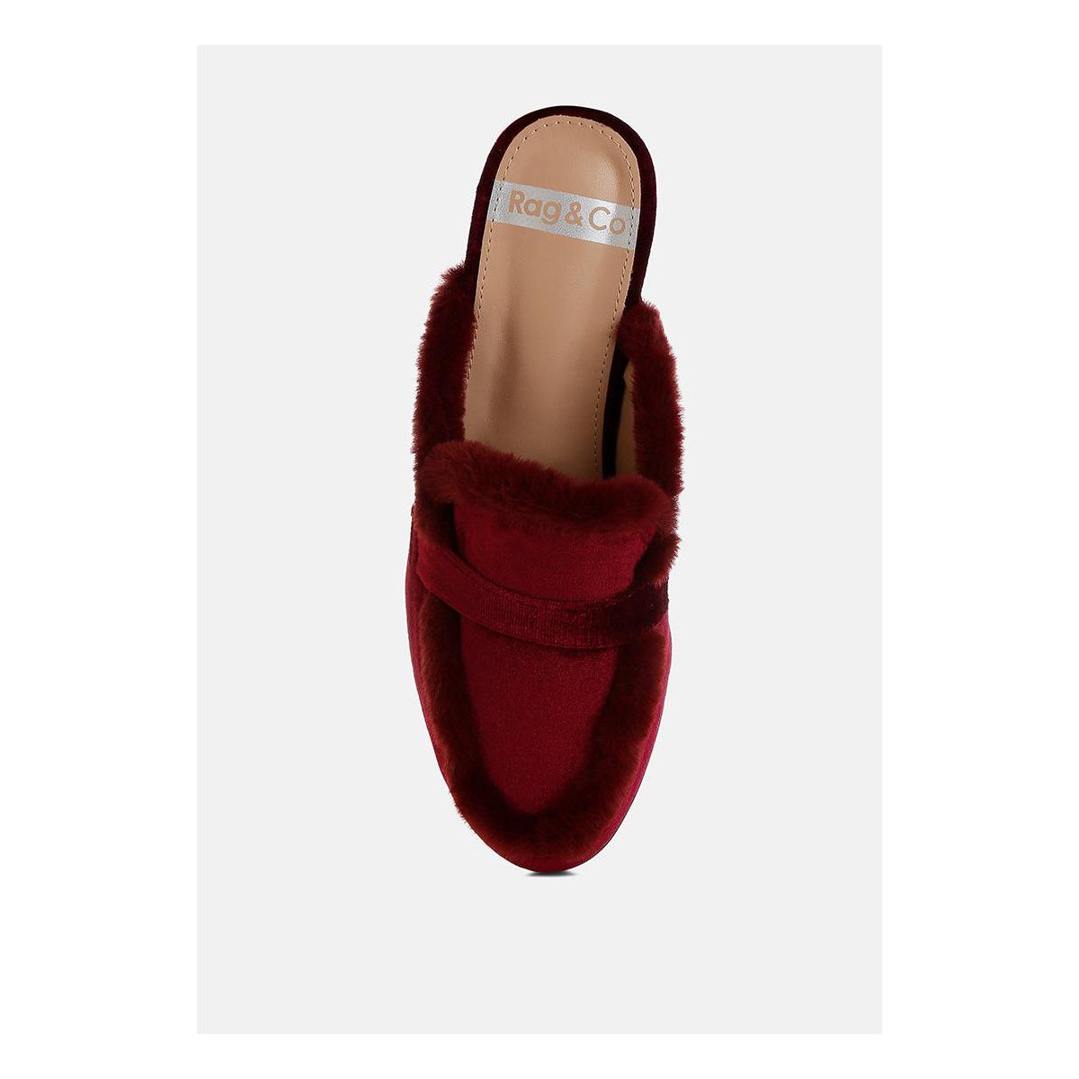 Женские сабо Rag & Co Womens Mules Fur Detail Velvet Slip-On Mules 8 — фото 4