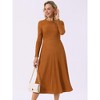 INSPIRE CHIC Women's Long Sleeve Round Neck Casual Stretchy A-Line Midi Dress - 4 of 4