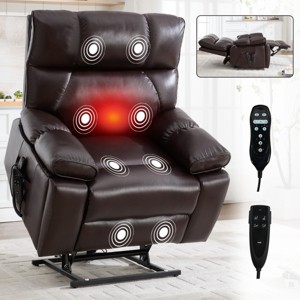 Dual Motor Infinite Position Power Lift Recliner Chair, PU Leather Heavy Duty Oversized Recliner with Heat Massage-3irtyhousy - 1 of 4