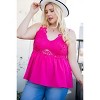 Slickblue Chic Plus Size Sleeveless Lace Trim Top - Back Cross Blouse in Neon Fuchsia or Black for Women, Size 1XL-3XL - 3 of 4