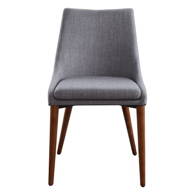 Dove Gray Upholstered Mid-Century Modern Dining Chair with Wood Legs