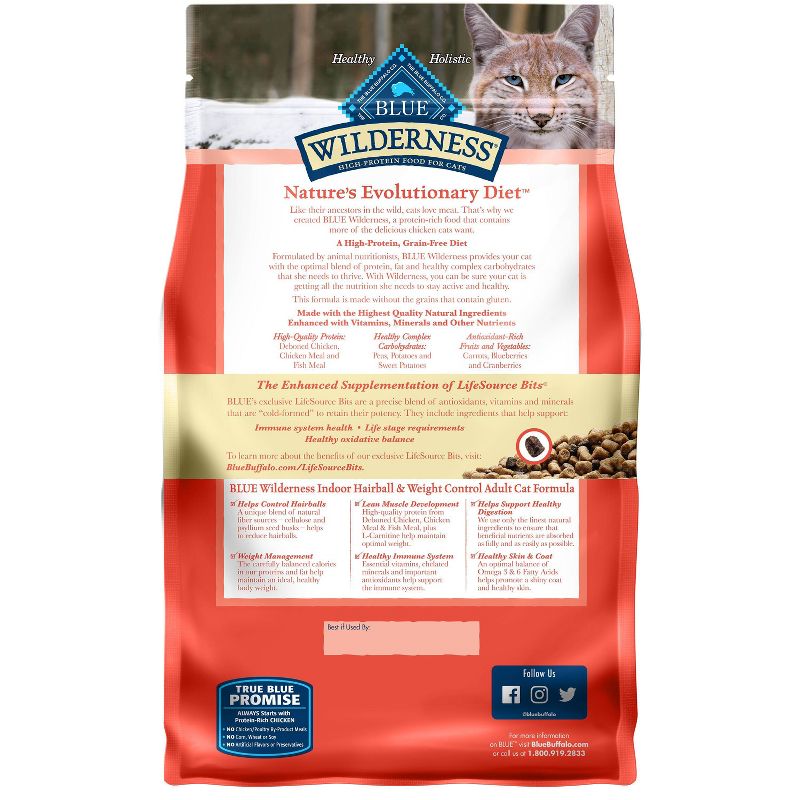 Blue Buffalo Wilderness Grain Free Indoor Hairball & Weight Control with Chicken Adult Premium Dry Cat Food, 3 of 8