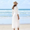 Women's Sheer Drawstring Open Front Mid Sleeve Midi Cover Up - Cupshe - image 2 of 4